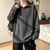 Camisa polo, prenda interior de manga larga, sudadera interior estilo americano, colección de otoño para hombre, diseño de gaviota y espiga de trigo, camiseta de moda, tela pesada, cuello retro