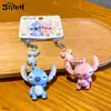 Colgante Pequeño Auténtico de Pareja de Stitch Figura Linda y Delicada Cadena para Teléfono Llavero Llavero de Coche