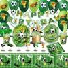Fiesta de Fútbol del Nuevo Mundial Vajilla Desechable Bandeja de Papel Set para Fiesta de Cumpleaños Infantil Vajilla para Fiesta de Fútbol