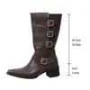 Botas estilo Martin para mujer, nuevo modelo otoño 2026, tacón bajo, tacón grueso, con hebilla de cinturón, botas de moda cómodas y versátiles para mujer