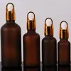 Botella Marrón Esmerilado para Aceite Esencial con Tapa, Botella Gotero con Punta de Goma, Botella Vacía, Botella de Vidrio Marrón a Prueba de Luz para Reenvasar Líquidos Esenciales