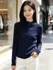 Suéter de punto ajustado con cuello alto irregular para mujer, nuevo estilo otoño/invierno, diseño adelgazante