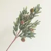 Decoración Navideña de Agujas de Pino Artificial Transfronteriza Accesorios de Rama de Pino Individual Piñas de Plástico Regalos para Árbol de Navidad Festivo