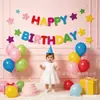 Banderines de Feliz Cumpleaños de Colores Estilo Coreano Guirnaldas de Fieltro con Estrellas de Colores Banderines de Decoración para Cumpleaños Infantiles