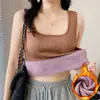 Colete Térmico de Lã Peça Única para Mulheres 2026 Outono e Inverno Novo Estilo Gola Quadrada Versátil Roupa de Baixo Camada Base Térmica