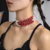 Joyería Transfronteriza Europea y Americana Aretes Góticos de Borla de Perlas y Cristal Creativos de Halloween Gotas de Sangre Aretes Largos para Mujer