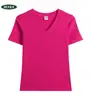 Camiseta Negra de Manga Corta de Peso Pesado con Cuello en V de Moda para Mujer Verano Ajustada Hombro Normal Capa Base Top Interior Nuevo Estilo 2026