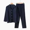 Estilo Pareja Algodón 100% Doble Capa de Gasa Pijama y Pantalones de Gasa de Algodón Puro Estilo Japonés para Hombre y Mujer, Disponibles para Venta al por Mayor desde Almacén Japonés