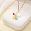 Tohm Moda Transfronteriza Fresca Multicolores Flor que Gotea Aceite Accesorios de Collar para Mujer Colgante de Trébol de Gama Alta que No se Desvanece