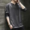 Camiseta hombre manga larga otoño talla grande talla grande gordo moda suelta camiseta 2022 top ropa marca de moda color liso camiseta interior T