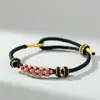 Pulsera de Nudo Flor de Durazno para Hombres y Mujeres, Hilo Rojo Flor de Durazno Producto Semi-Terminado DIY, Se Puede Ensartar con Cuentas, Accesorio, Pulsera de Cuentas de la Suerte, Regalo