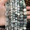 Suministro Directo de Fábrica de Ágata con Patrón de Árbol Natural Cuentas Sueltas Ágata Hierba Verde Cuentas Redondas Venta al por Mayor Pulsera Accesorios para Joyería DIY
