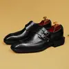 Zapatos de vestir de cuero para hombre para exportación a Europa y América, diseño de bloques de color, talla grande, estilo monk strap, slip-on, moderno, piel de vaca genuina
