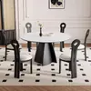 Mesa de Comedor Redonda de Madera Maciza Estilo Francés Vintage 2025 Nuevo Negro Hogar Americano Apartamento Pequeño Moderna de Moda Minimalista