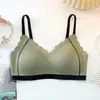 Ropa Interior de Látex Sin Costuras de Color Contrastante Nuevo Estilo Verano 2024 para Mujer, Sujetador Deportivo Delgado Push-Up sin Cables, Chaleco de Espalda Bonita para Mujer