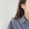 Aretes de Hebilla de Oreja Simples Estilo Japonés-Coreano de Plata Esterlina 925 Versátiles Personalidad Punk Estilo Frío Diamante Geométrico Triángulo