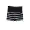 Shorts de Punto Rayados Color Block Estilo Americano Chica Picante Deseo Puro Diseño de Nicho 2026 Primavera Nuevos Pantalones Cortos Ajustados para Mujeres Menudas