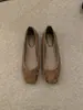 Zapatos de Punta Cuadrada de Boca Baja de una Sola Capa 2025 Primavera y Otoño Nuevos Estilo Francés de Noche Suaves Retro Suede Zapatos Planos Suaves para Mujer