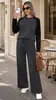Conjunto de ropa para mujer de primavera y verano 2026, estilo europeo y americano, para Amazon Wish, ropa transfronteriza, conjunto casual de manga larga y pantalones largos, pantalones de pierna ancha para mujer