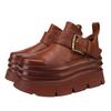 Sapatos Femininos de Sola Grossa Versáteis Outono e Inverno 2025 Novos Couro Bovino de Camada Superior Luxo Leve Premium Plataforma Leves Sapatos que Aumentam a Altura