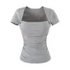 Camiseta Lyocell Manga Curta Estilo Desejo Puro com Bojo para Mulheres, Verão 2026 Nova, Menina Spicy, Slim Fit, Casual, Ombro Normal