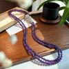 Colar Corrente Dupla Camada Ametista Roxo Real Natural 8mm Não Otimizado, Elegante e Bonito
