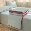 Colcha Minimalista Fresca de Verano Estilo Ins, Colcha de Aire Acondicionado de Gasa Burbuja Estilo Crema Clase A Juego de Cuatro Piezas, Colcha de Verano con Puntada Triangular 3