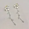 Brincos de Franja Flor de Zircônia, Brincos Longos de Luxo Leve Femininos, Design de Nicho Versátil Personalização