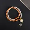 Pulsera Doble Círculo Mini Estrella y Luna Bodhi Cuentas Pulsera DIY Colgante de Gato Cuentas de Buda Adorno de Rosario