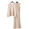 Conjunto de Vestido de Punto sin Mangas para Mujer 2026 Otoño Invierno Ropa de Mujer Jersey de Punto Holgado con Cuello en V Conjunto de Dos Piezas