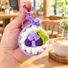 Llavero de Mini Ramo de Flores Tejido a Mano, Ramo de Flores de Ganchillo Hecho a Mano, Colgante para Bolso DIY, Pequeño Regalo para Novia