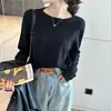 Top base azul para mujer, nuevo estilo para otoño e invierno, suéter tejido de cuello redondo, top súper atractivo para outfit de otoño e invierno
