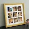Marco de Fotos de Madera Maciza de Gama Alta con Múltiples Compartimentos al por Mayor para Mascotas Parejas Hecho a Mano DIY Color Nogal Marco de Fotos de Nueve Compartimentos de Mesa