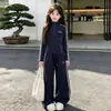 Conjunto Deportivo para Niña Otoño Nuevo Estilo Sudadera con Cremallera para Niña Pantalones de Chándal Casual Moda Infantil Estilo Coreano Conjunto de Dos Piezas