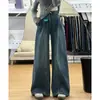 Jeans Vintage de Perna Larga para Mulheres Plus Size, Calças de Verão Emagrecedoras para Figuras em Forma de Pera, Pernas Grossas, Quadris Largos, Calças Compridas