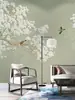 Papel Tapiz Artístico Moderno Estilo Chino con Flor de Magnolia y Pájaro, Papel Tapiz de Fondo Cálido, Revestimiento de Pared para Dormitorio y Estudio, Mural Decorativo Ecológico