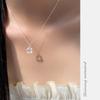 Love Lodge Plata de Ley S925 Estilo Fresco Dulce Sentido del Diseño Diamante Incrustado Mariposa Flor de Amor Collar Y01462
