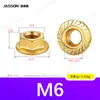 Porca Sextavada com Flange de Cobre H59 M3~M12 Porca Antiderrapante de Cobre Puro com Superfície Serrilhada em Estoque