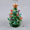Pequeño Árbol de Navidad de Cerámica Colgante con Led, Árbol de Navidad de Cerámica con Luces Led, Decoración de Mesa Navideña