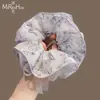 Goma para el pelo floral dulce y fresca, Goma plisada elegante estilo coreano, Goma elástica alta para coleta