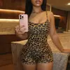 60628 Ropa de mujer europea y americana de chica popular, mono sexy ajustado de punto elástico sin espalda con cordones y estampado de leopardo