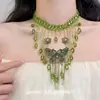 Collar Nuevo de Mariposa con Borlas de Verano para Mujer, Diseño Único con Artesanía Pesada, Cadena Dulce y Fresca para Clavícula con Cuentas