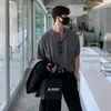 Camiseta Fina de Primavera e Outono Masculina de Manga Curta High-End Estilo Preguiçoso Solto Cardigan de Tricô Top Estilo Coreano Ins Camiseta Nicho