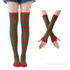 Calcetines navideños mujer calcetines de Halloween calcetines altos cosplay festivo europeo y americano calcetines a rayas set de calcetines con guantes