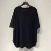Camiseta de Manga Curta para Mulheres no Verão, Caimento Solto, Tamanho Grande, Comprimento Médio, Gola UV, Barra Curva, Top Emagrecedor que Cobre o Corpo