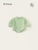 Bangxuan Roupa Infantil Macacão Liso Simples Infantil 2026 Primavera Outono Novo Macacão de Bebê Gola Redonda Manga Longa