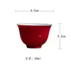 Taza de Té de Cerámica Roja con Acentos Dorados, Taza de Degustación de Té, Juego de Té Kung Fu, Taza para Invitados del Hogar, Taza Simple para el Maestro, Especial para Bodas