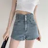 Shorts Jeans Feminino de Cintura Super Alta Verão Spice Girls 2025 Novo Preto Modelo A Plus Size Slim Design Hot Pants
