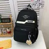 Mochila Nova de Grande Capacidade com Múltiplos Bolsos e Contraste de Cor com Pequena Bolsa Pendurada, Mochila Escolar Unissex para Meninos e Meninas