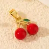 Barbie Sol Serie Pastoral Colgante de Cereza Chapado en Cobre Dorado Gota de Aceite Moda DIY para Mujer Accesorios de Joyería de Alta Gama